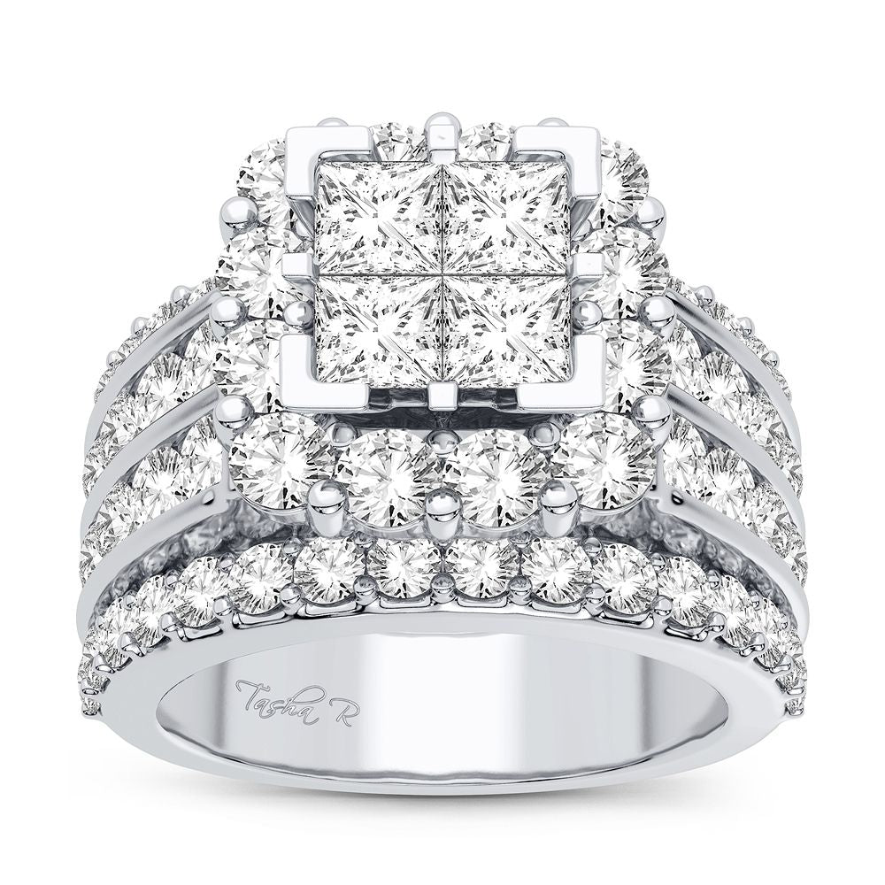 14k White Gold 4CT Lab Diamond Bridal Ring Brilliance