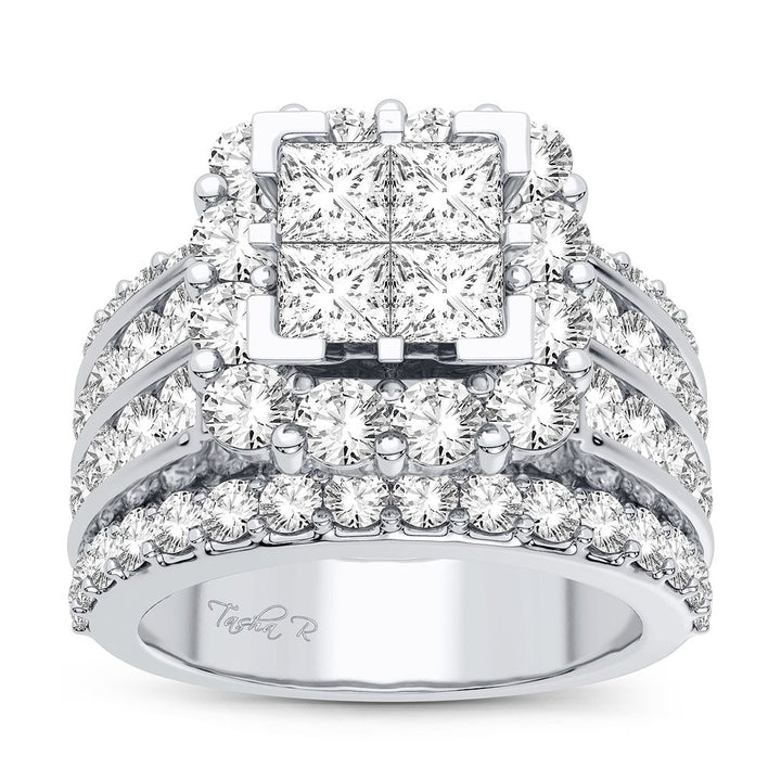14k White Gold 4CT Lab Diamond Bridal Ring Brilliance