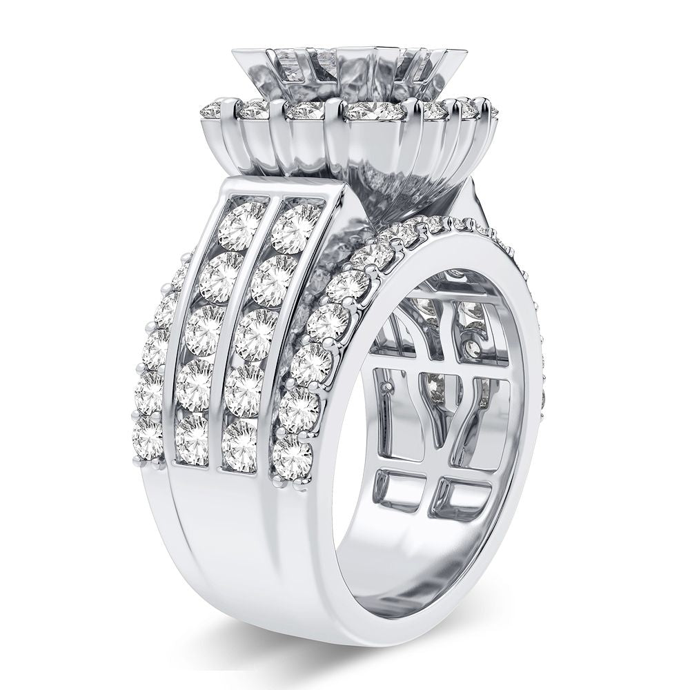 14k White Gold 4CT Lab Diamond Bridal Ring Brilliance