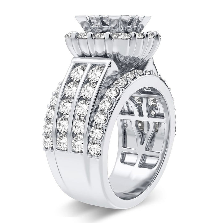 14k White Gold 4CT Lab Diamond Bridal Ring Brilliance