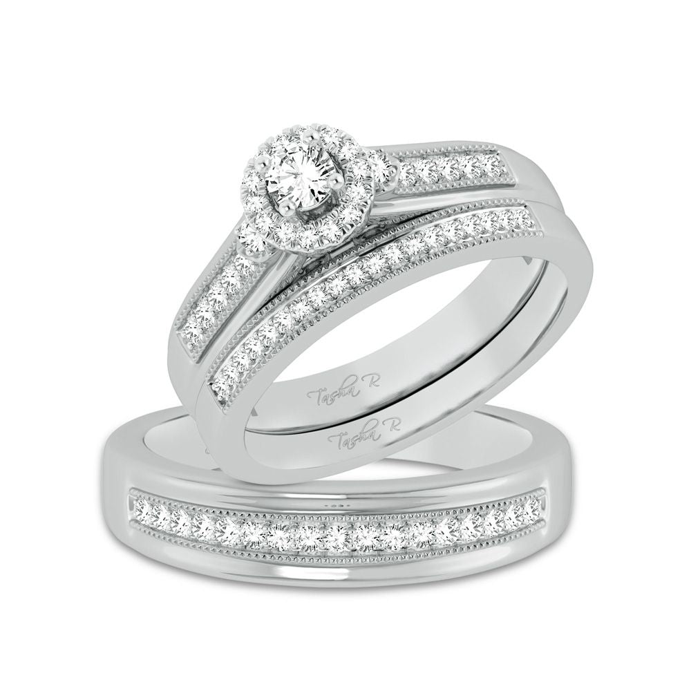 Brilliant 14k White Gold 0.50ct Lab Diamond Womens Trio Set