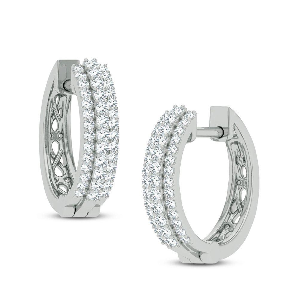 Sparkling 14k White Gold Lab Diamond Hoop Earrings - 0.27CT