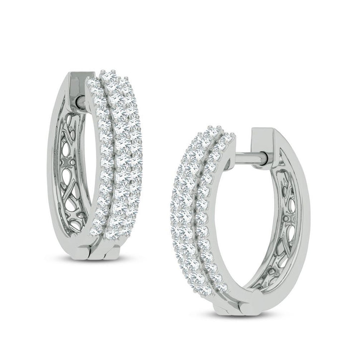 Sparkling 14k White Gold Lab Diamond Hoop Earrings - 0.27CT
