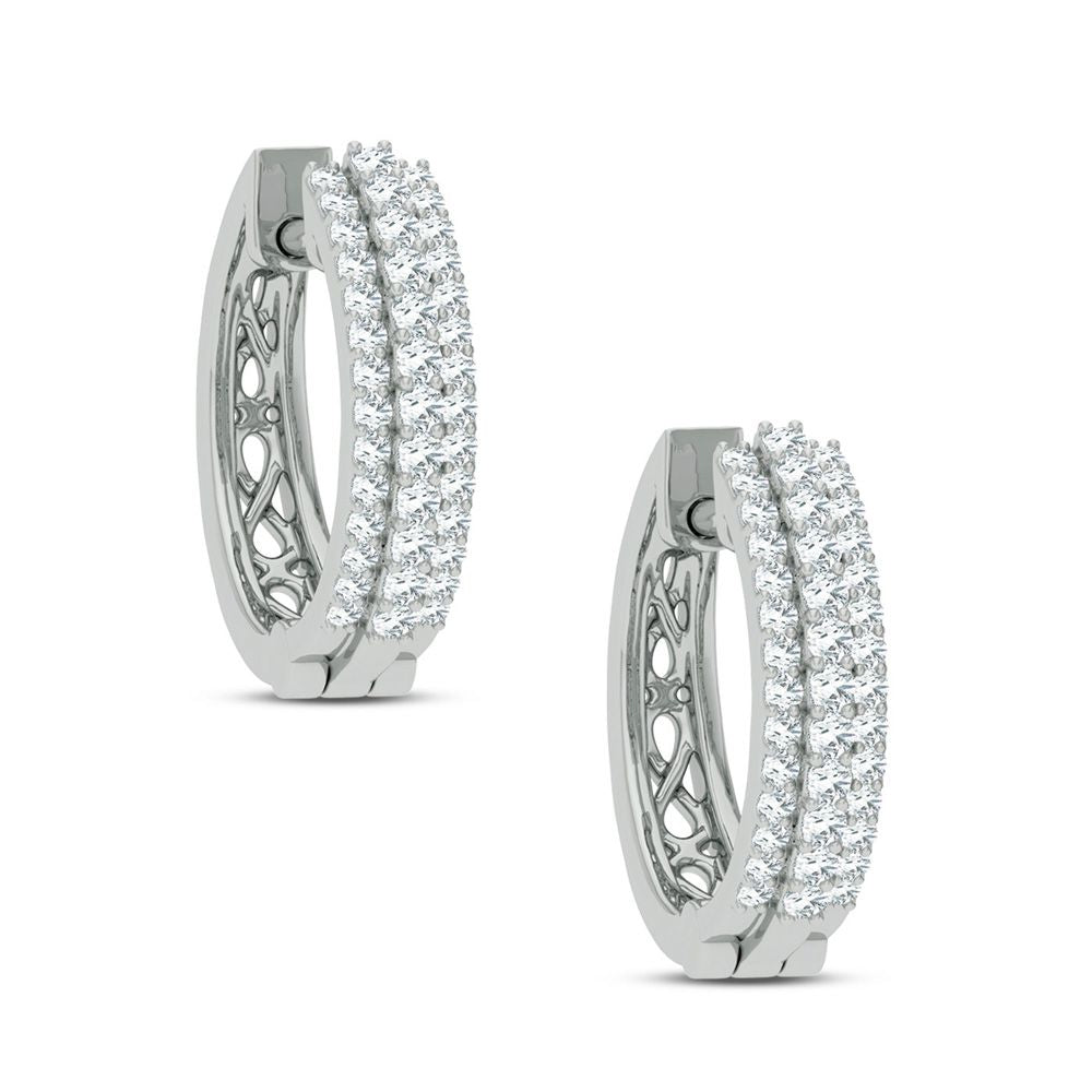 Sparkling 14k White Gold Lab Diamond Hoop Earrings - 0.27CT