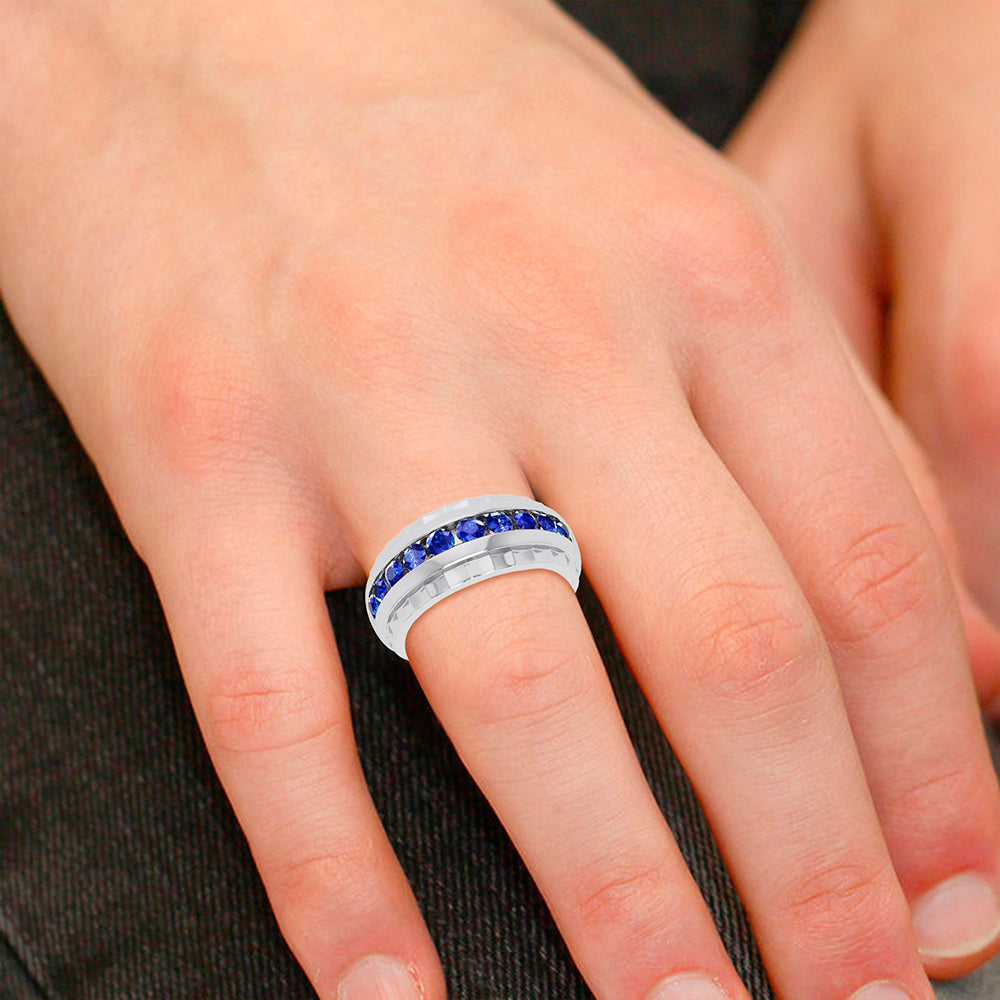 10K 0.25CT BLUE DIAMOND MEN'S BAND