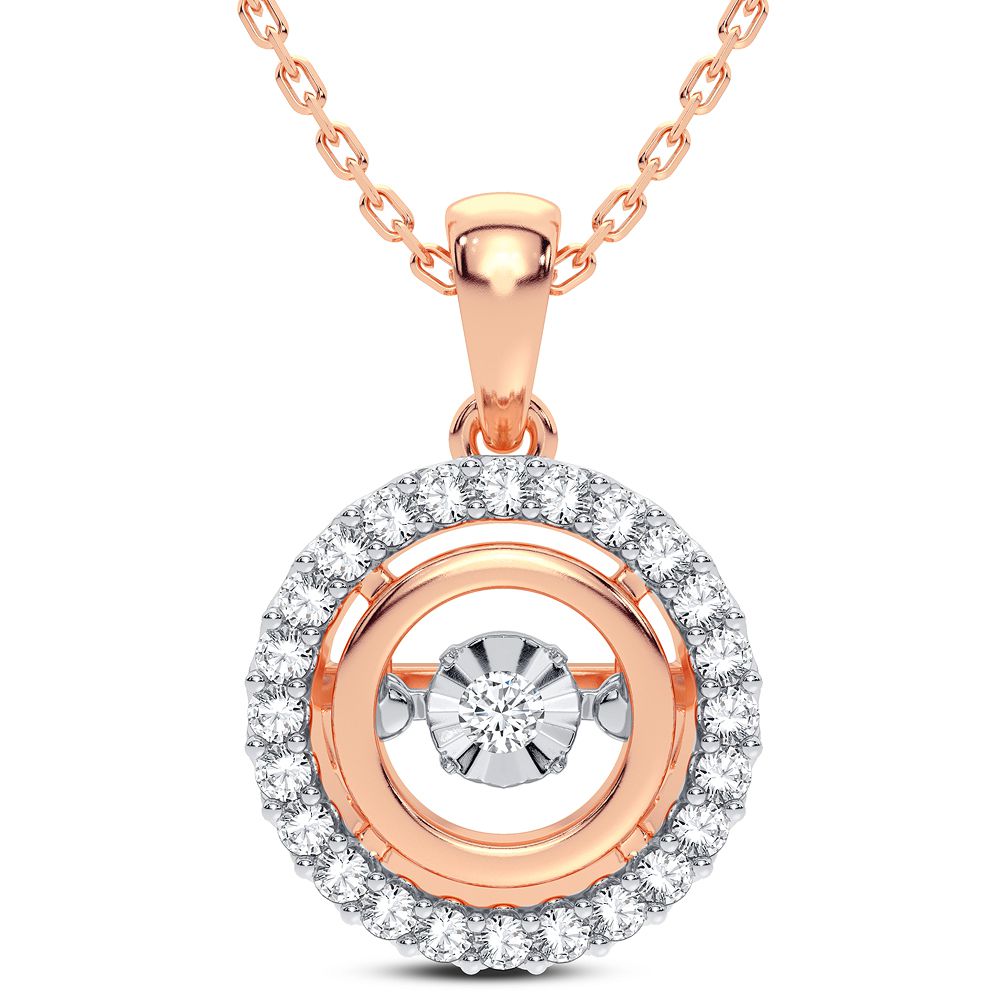 Delicate 14k Rose Gold Lab Diamond Womens Pendant