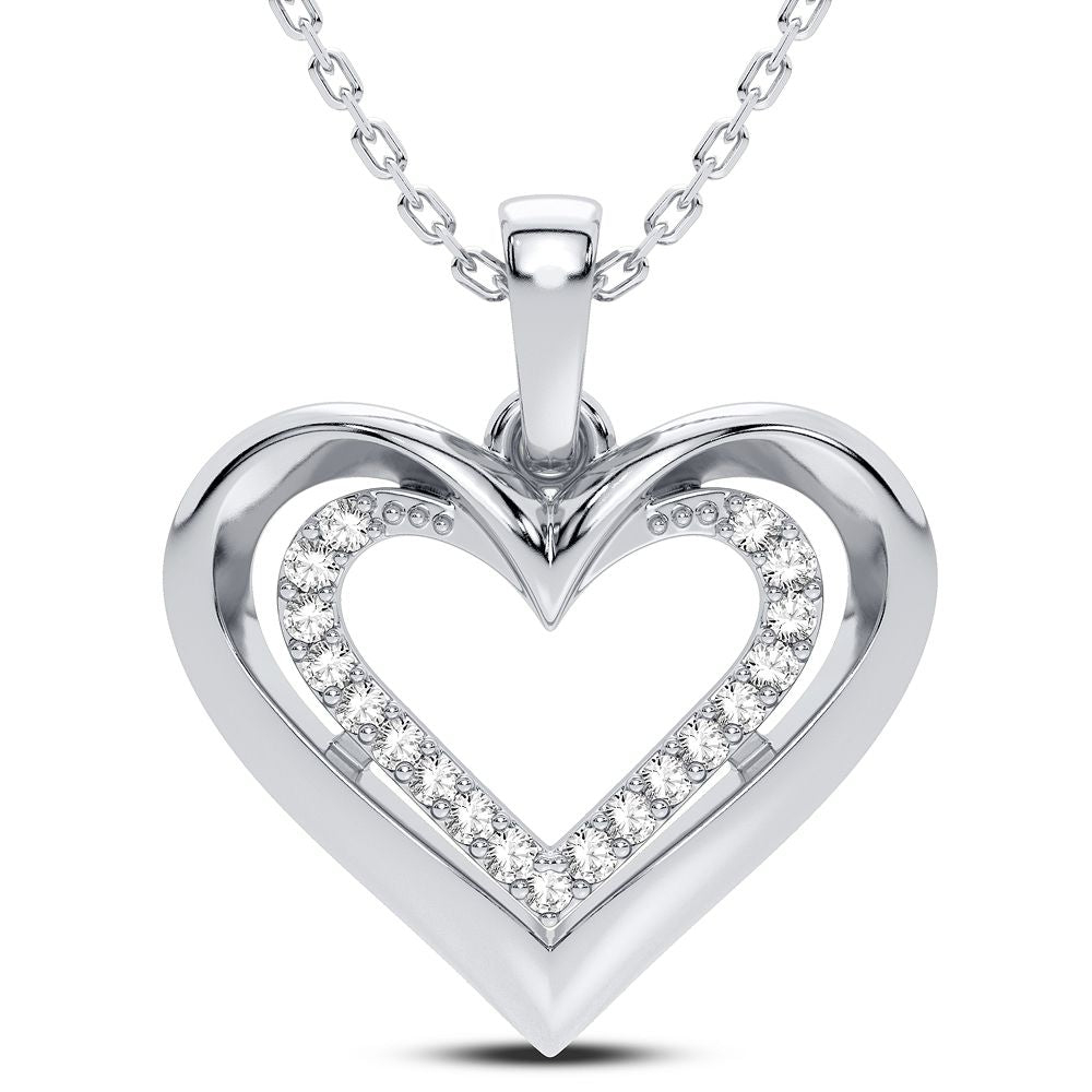 Delicate 14K White Gold 0.10CT Lab Diamond Pendant
