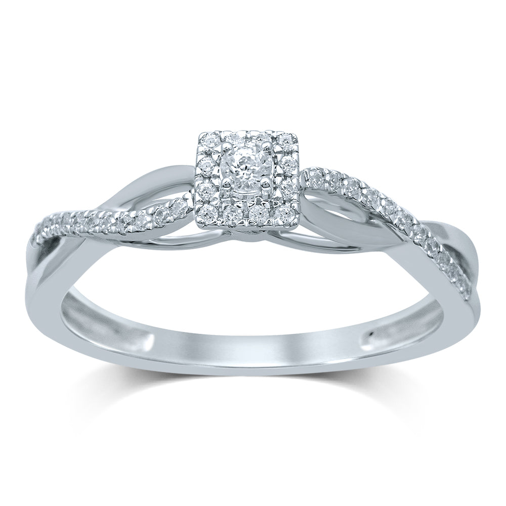 Romantic 14k White Gold Lab Diamond Promise Ring