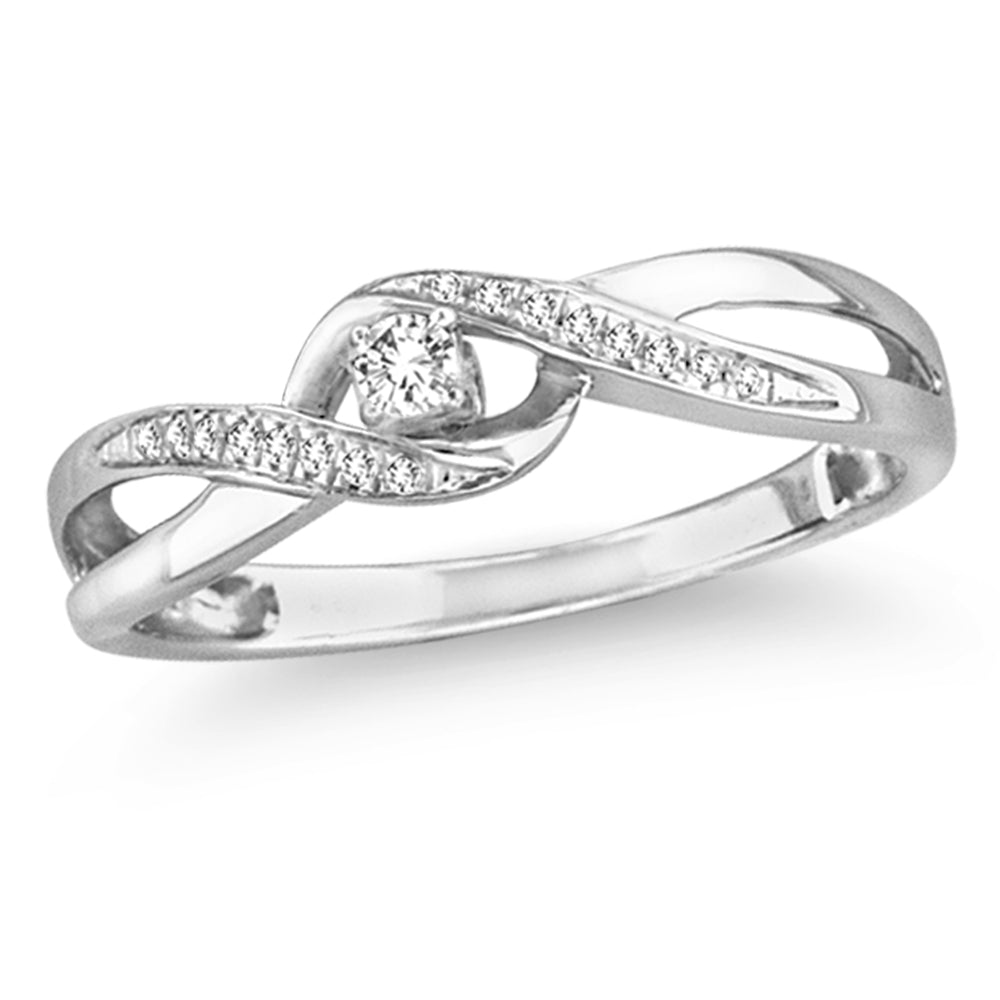 Delicate 14k White Gold Lab Diamond Promise Ring (0.09CT)