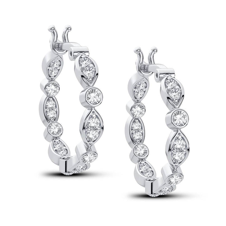 Sparkling 14k White Gold 0.50CT Lab Diamond Hoop Earrings