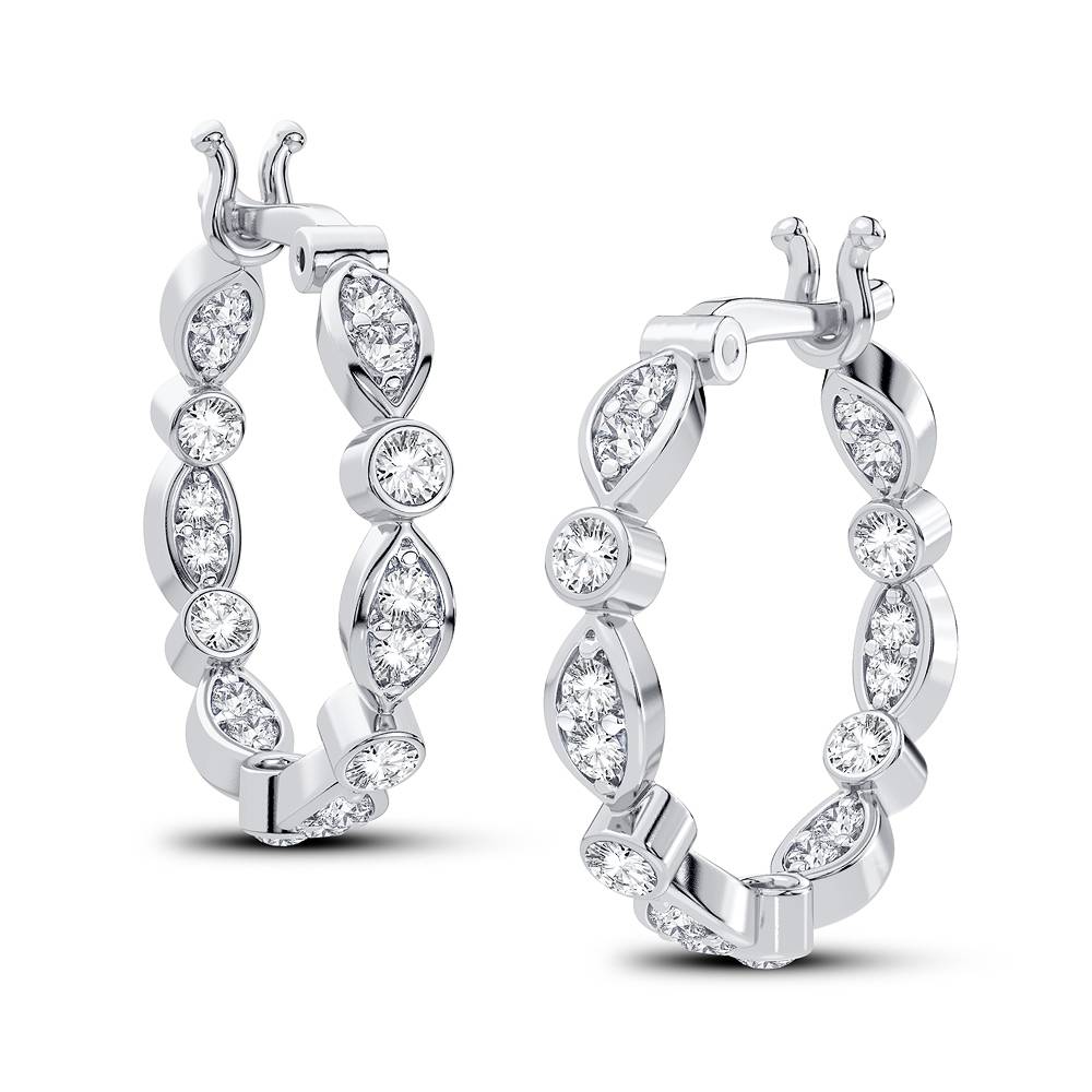 Sparkling 14k White Gold 0.50CT Lab Diamond Hoop Earrings