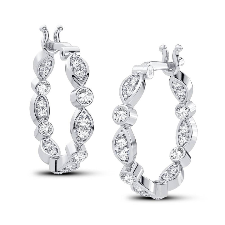 Sparkling 14k White Gold 0.50CT Lab Diamond Hoop Earrings