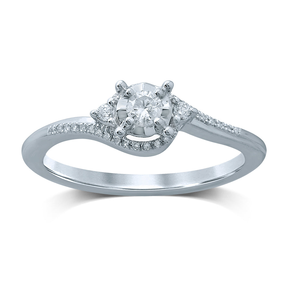 14K White Gold Lab Diamond Promise Ring (0.19CT)
