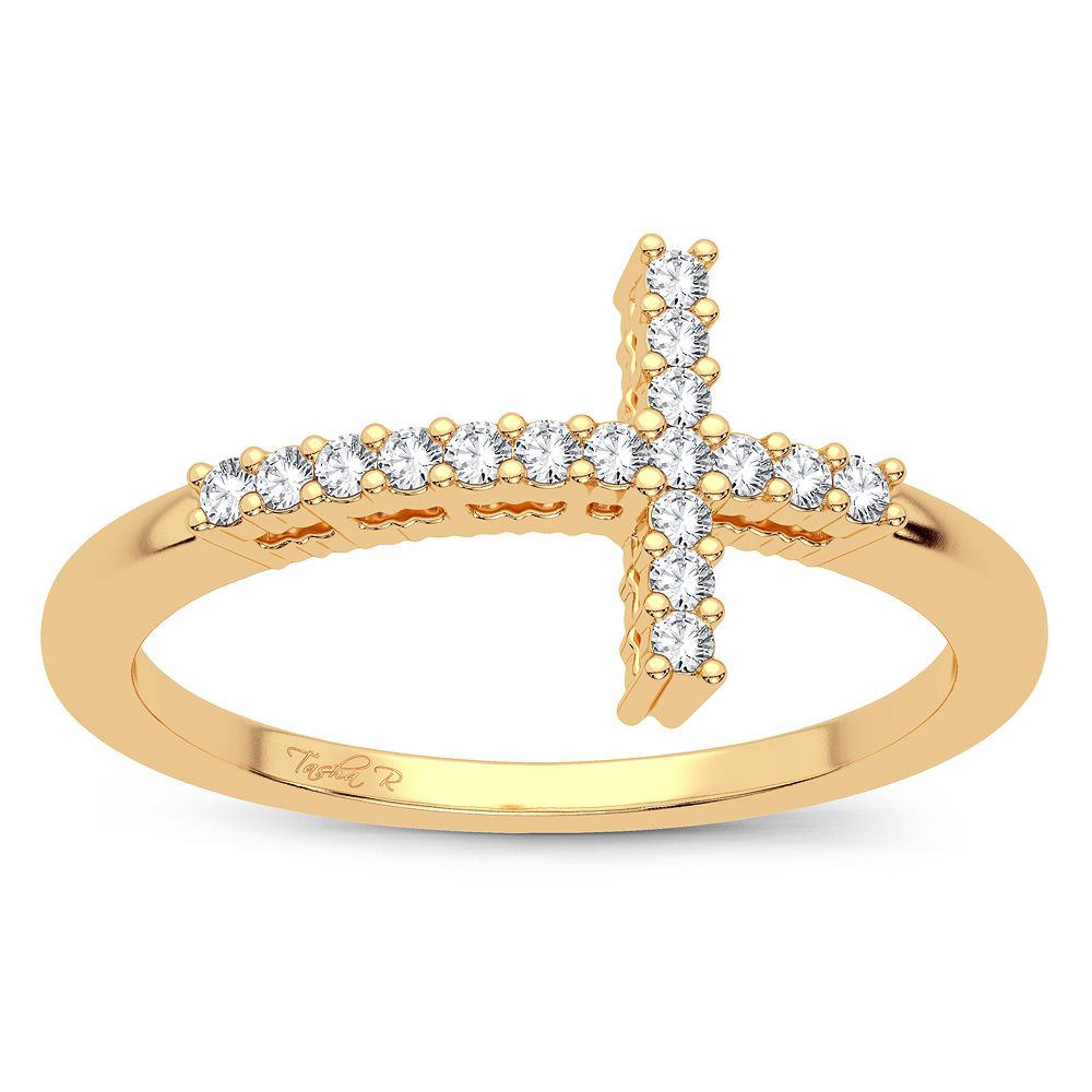 Chic 14K Yellow Gold Lab Diamond Womens Fashion Ring