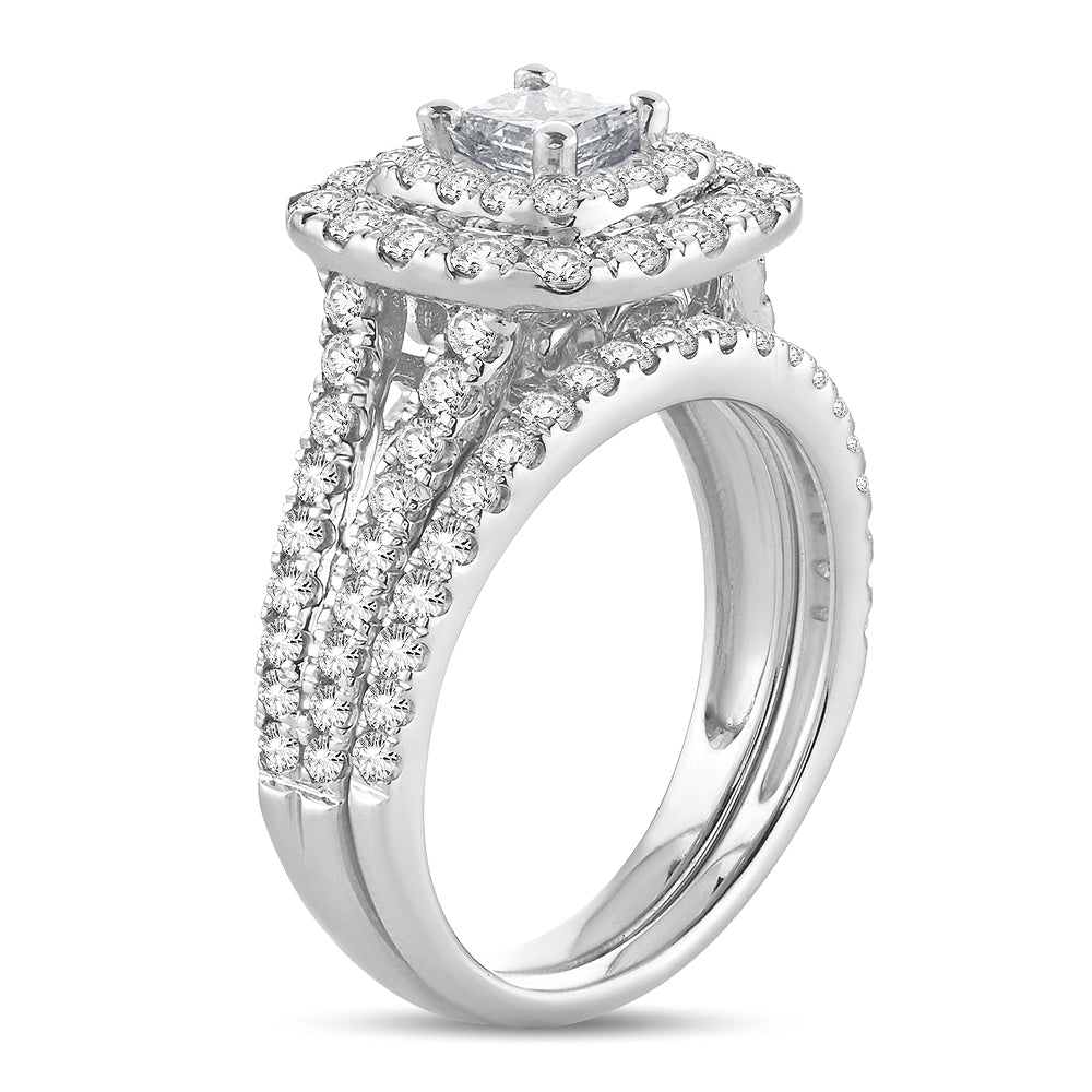 Brilliant 14k White Gold 2CT Lab Diamond Bridal Ring