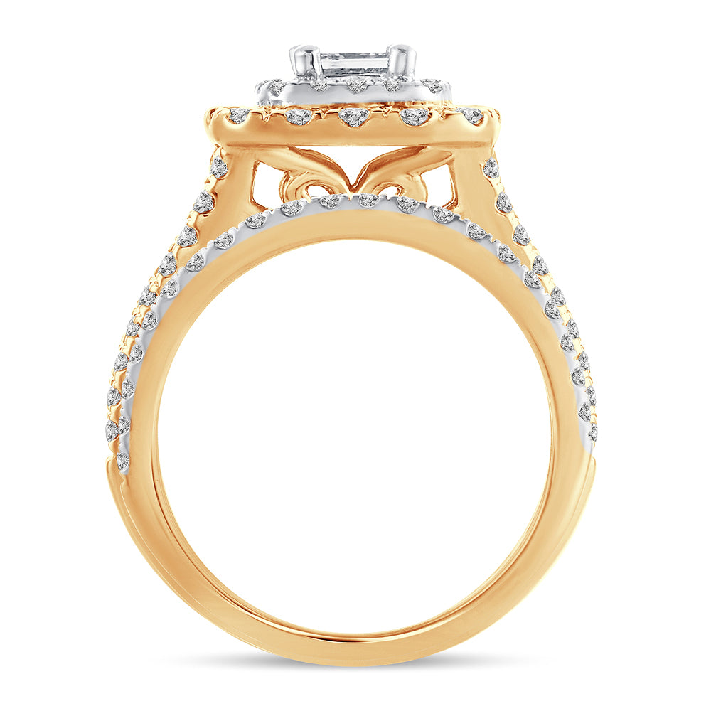 14k Yellow Gold 2CT Lab Diamond Bridal Ring Brilliance