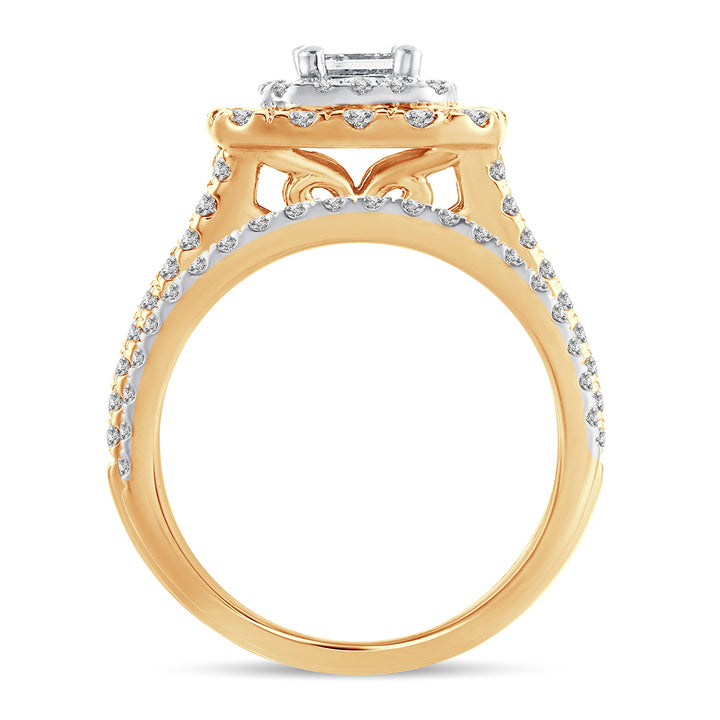 14k Yellow Gold 2CT Lab Diamond Bridal Ring Brilliance