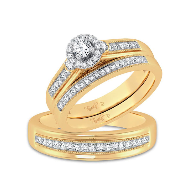 14k Yellow Gold 0.50ct Lab Diamond Womens Trio Set
