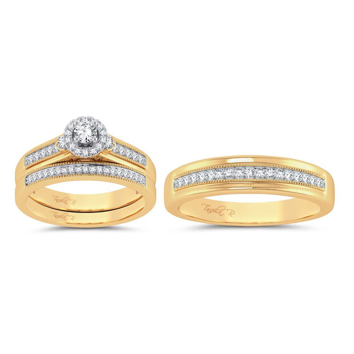 14k Yellow Gold 0.50ct Lab Diamond Womens Trio Set