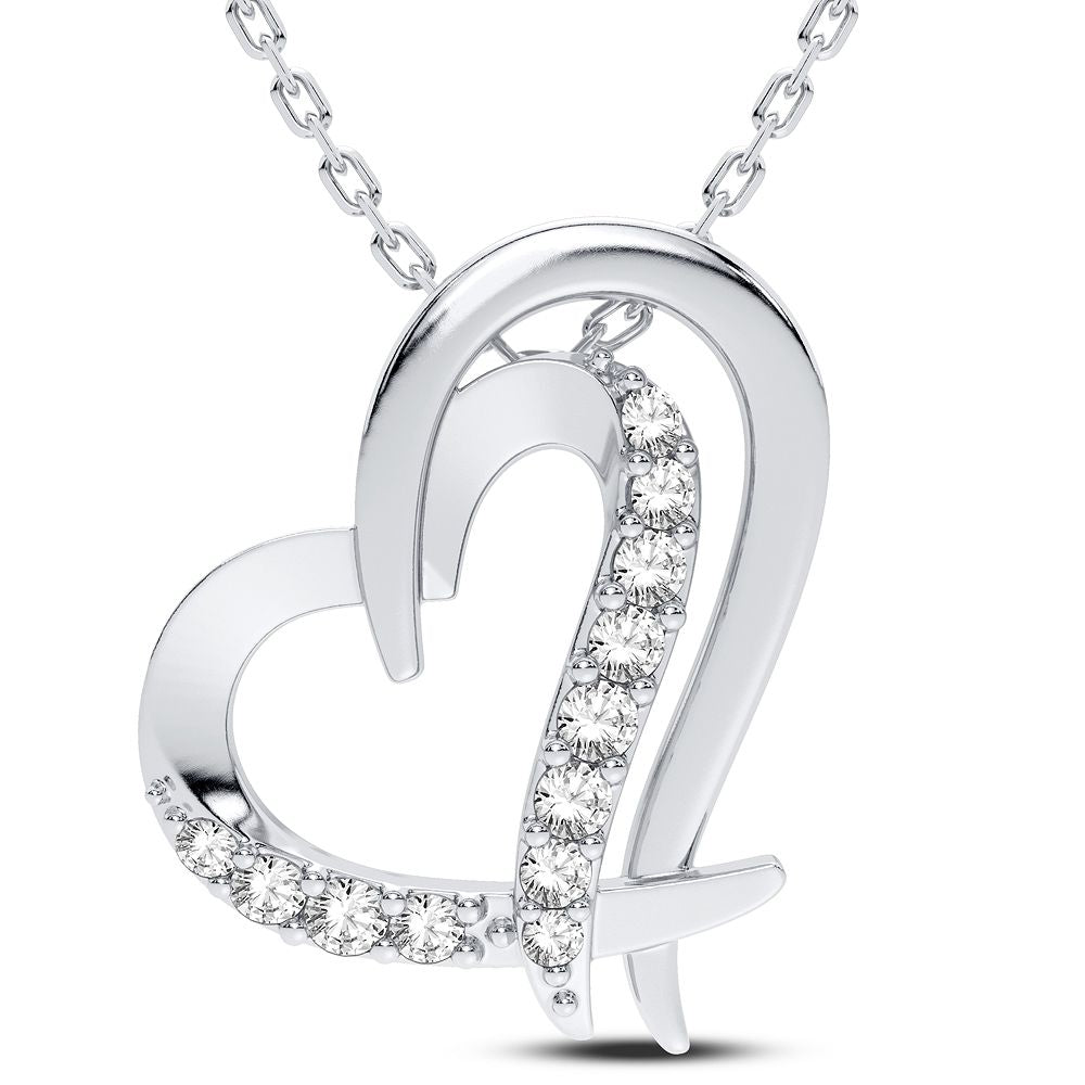 Chic 10k White Gold Lab Diamond Pendant for Women