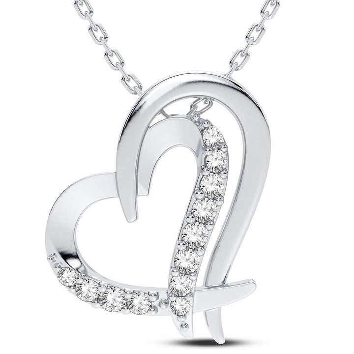 Chic 10k White Gold Lab Diamond Pendant for Women