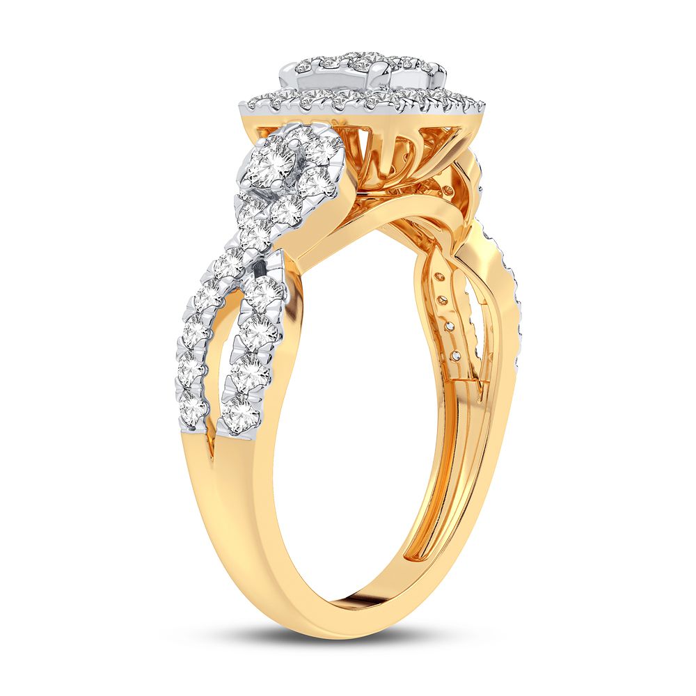 14K Yellow Gold 0.75CT Lab Diamond Womens Fashion Ring