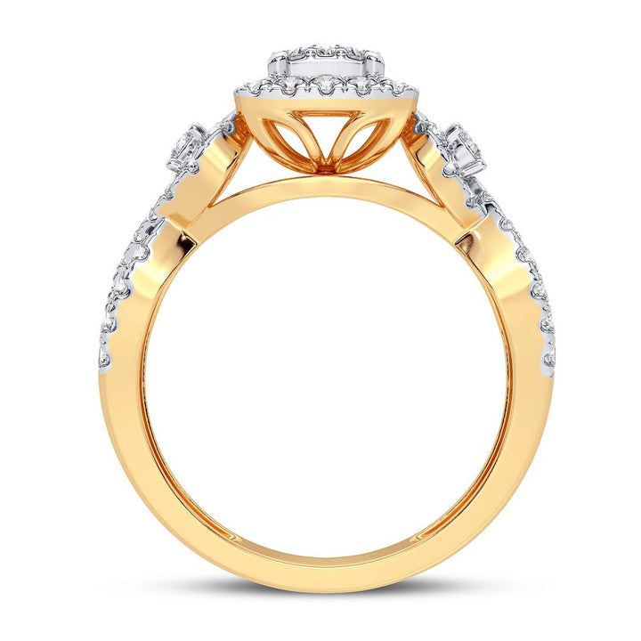 14K Yellow Gold 0.75CT Lab Diamond Womens Fashion Ring