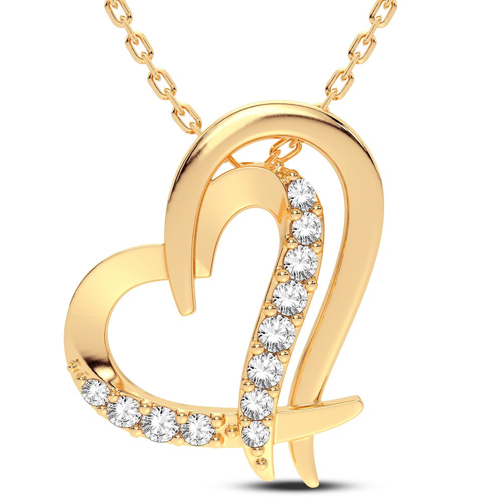 10K Yellow Gold Lab Diamond Womens Pendant Charm