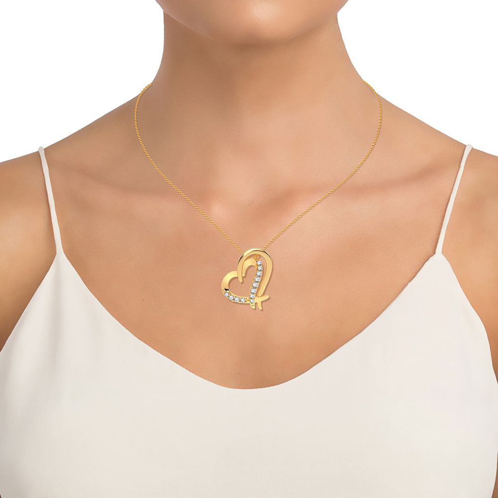 10K Yellow Gold Lab Diamond Womens Pendant Charm