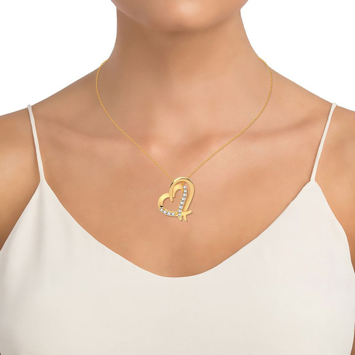 10K Yellow Gold Lab Diamond Womens Pendant Charm