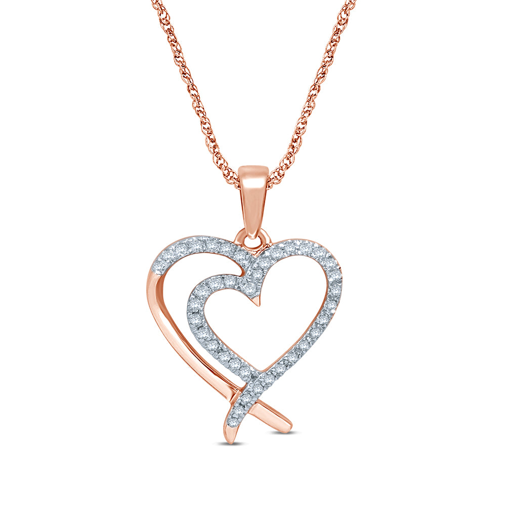 Delicate 10k Rose Gold Lab Diamond Pendant for Her