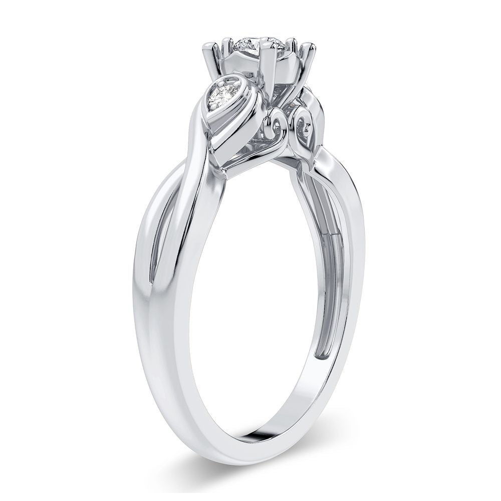 Romantic 14k Rose Gold Lab Diamond Promise Ring (0.19CT)