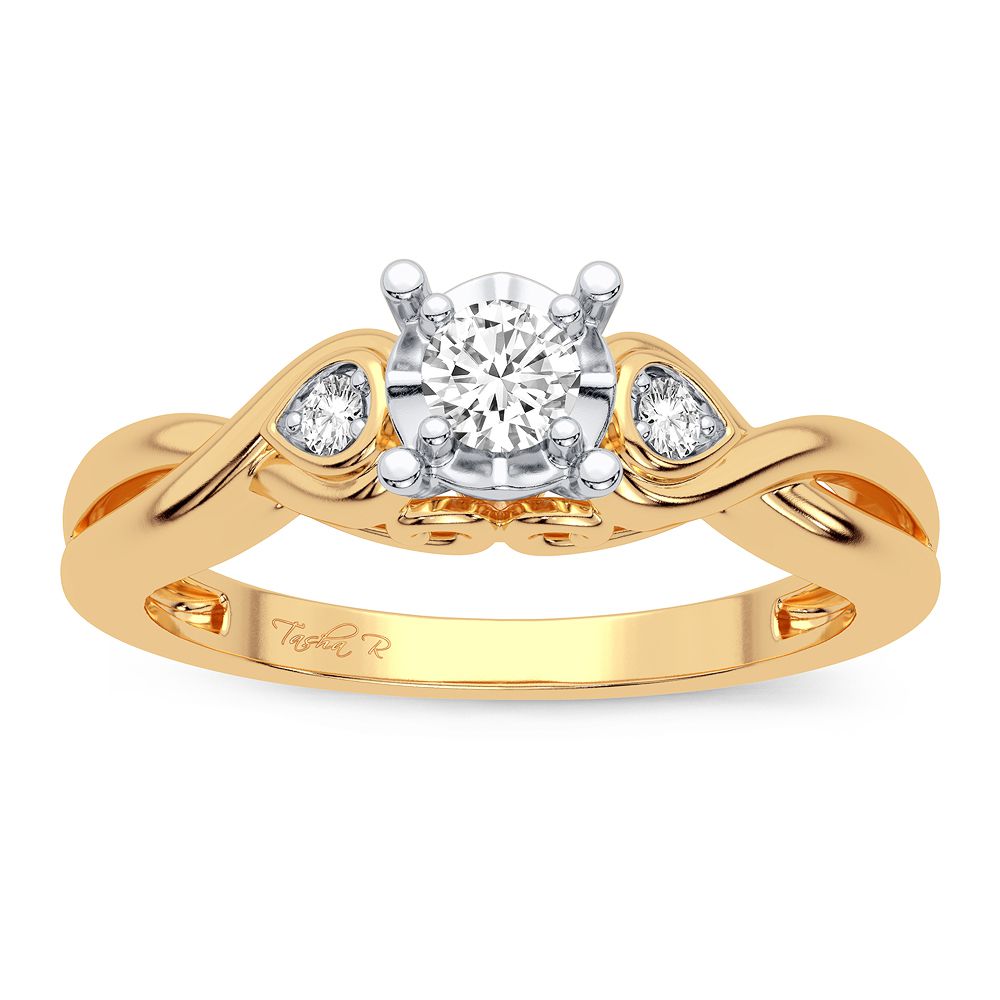 14K Yellow Gold 0.19CT Lab Diamond Promise Ring for Her