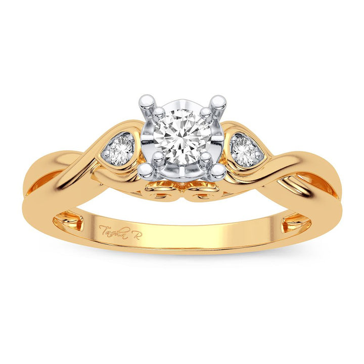 14K Yellow Gold 0.19CT Lab Diamond Promise Ring for Her