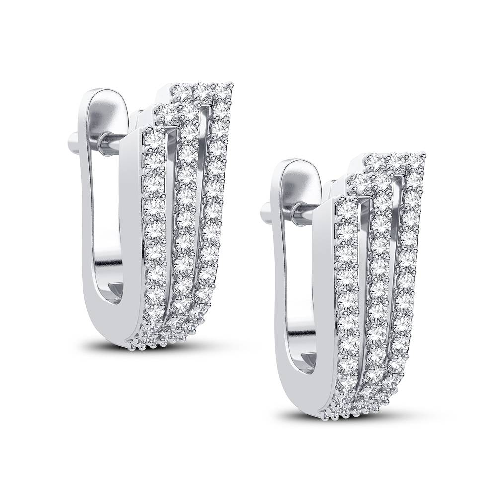 14k White Gold Lab Diamond Hoop Earrings - Chic Sparkle