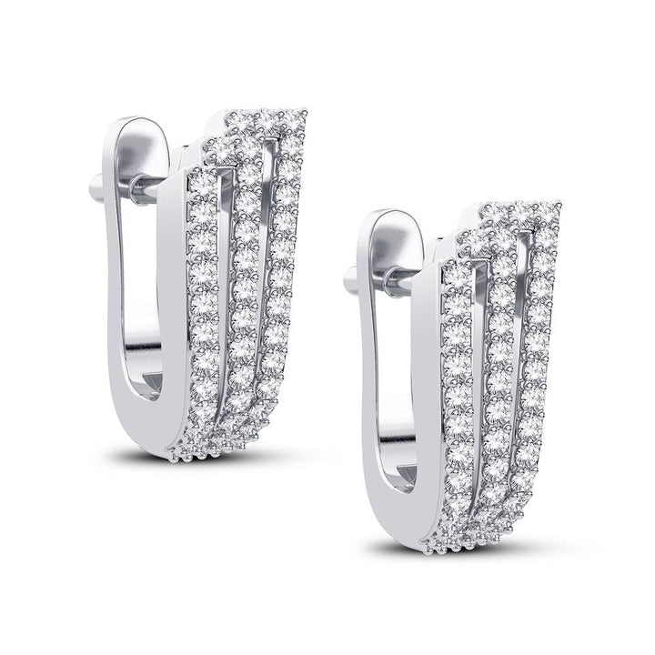 14k White Gold Lab Diamond Hoop Earrings - Chic Sparkle