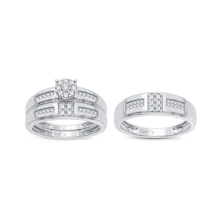 10k White Gold 0.50CT Lab Diamond Trio Wedding Set