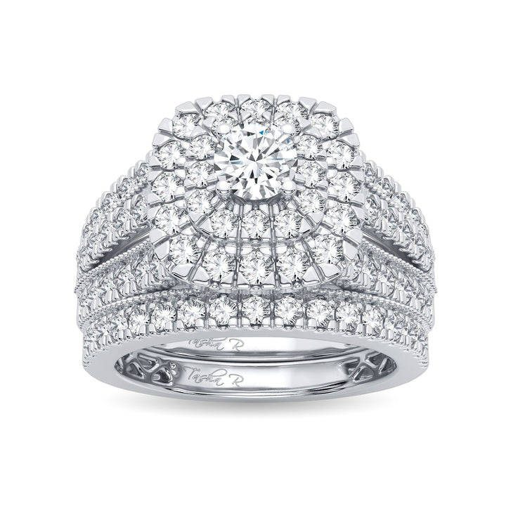 Brilliant 14k White Gold 2CT Lab Diamond Bridal Ring