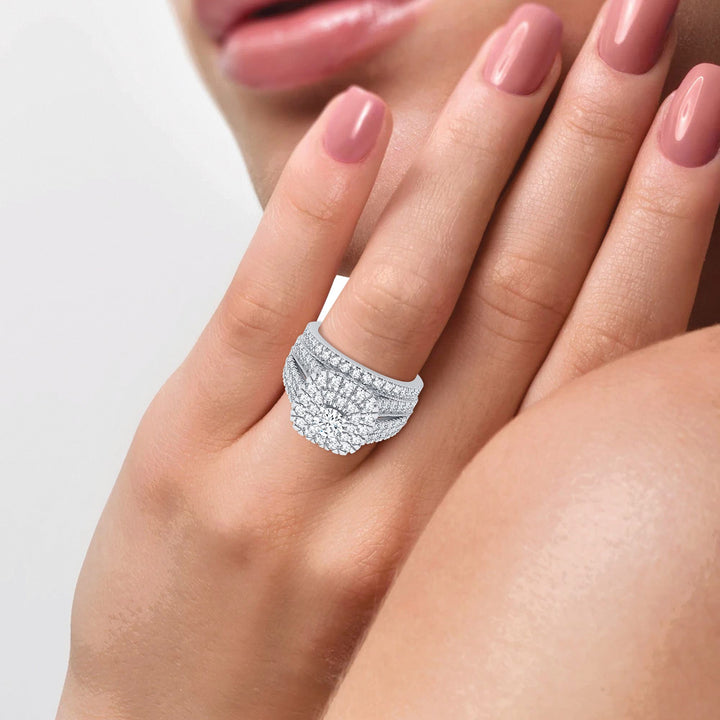 Brilliant 14k White Gold 2CT Lab Diamond Bridal Ring