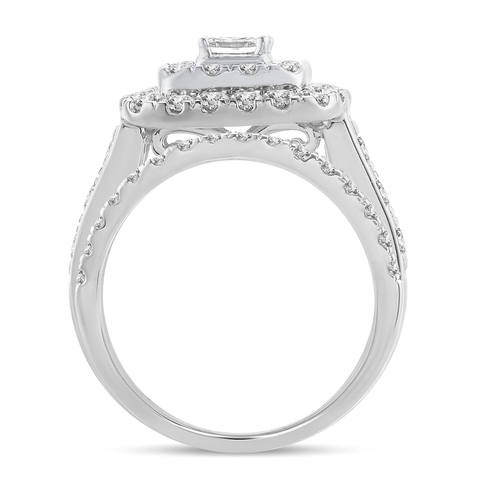 14k White Gold Lab Diamond Bridal Ring (2.00 CT Brilliance)