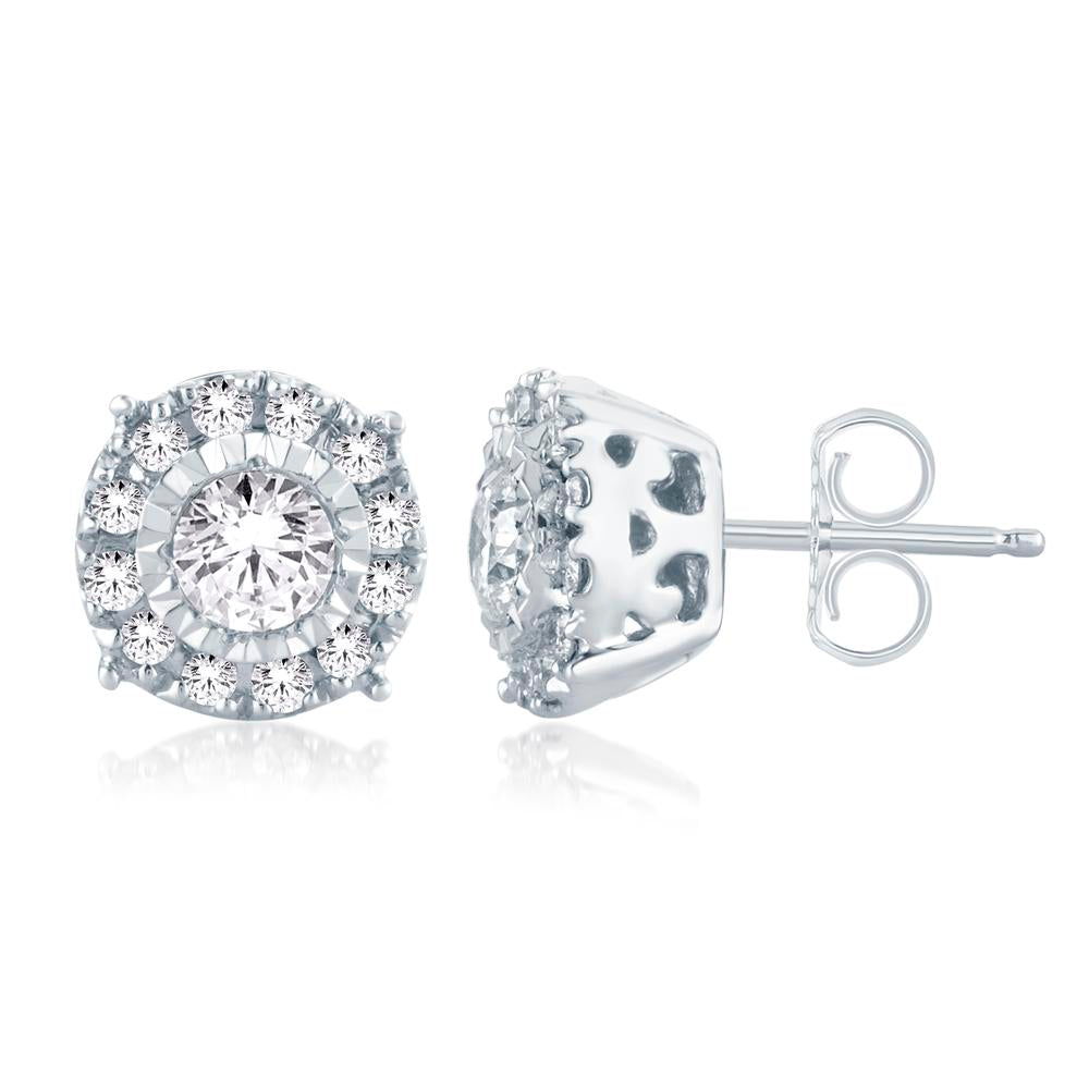 Chic 14k White Gold 0.26CT Lab Diamond Stud Earrings