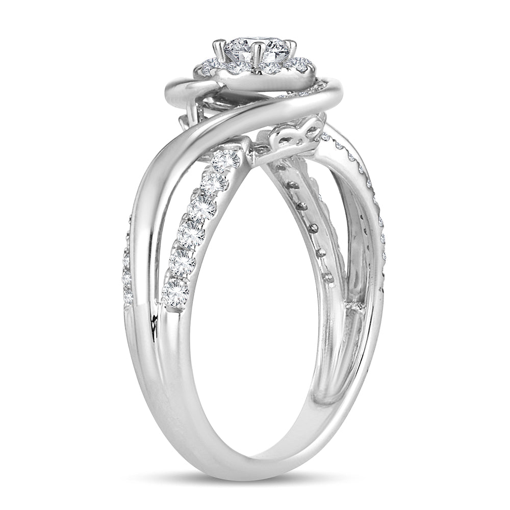Chic 14k White Gold 0.75CT Lab Diamond Womens Ring