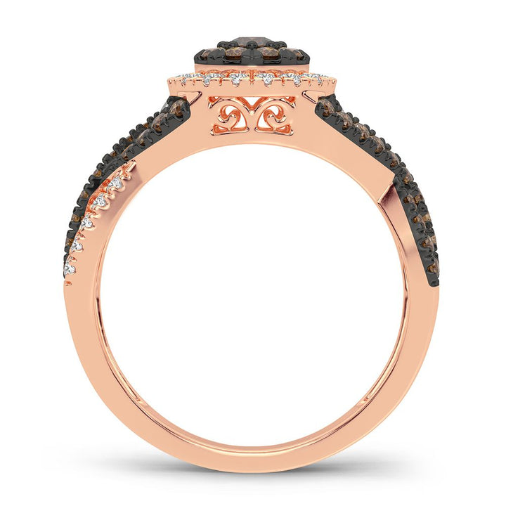 Romantic Rose Gold Lab Diamond Womens Fashion Ring 0.62CT