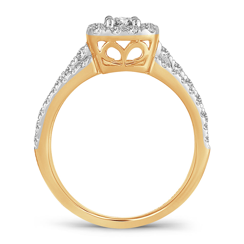 14K Yellow Gold 1CT Lab Diamond Bridal Solitaire Ring