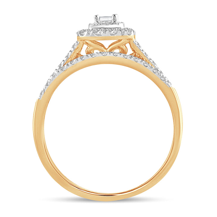Romantic 14K Yellow Gold Lab Diamond Womens Bridal Ring