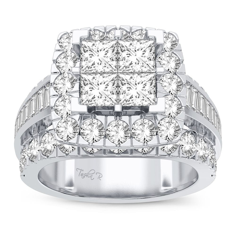 Brilliant 14k White Gold 3CT Lab Diamond Engagement Ring