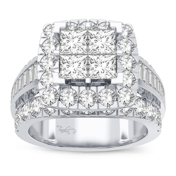 Brilliant 14k White Gold 3CT Lab Diamond Engagement Ring