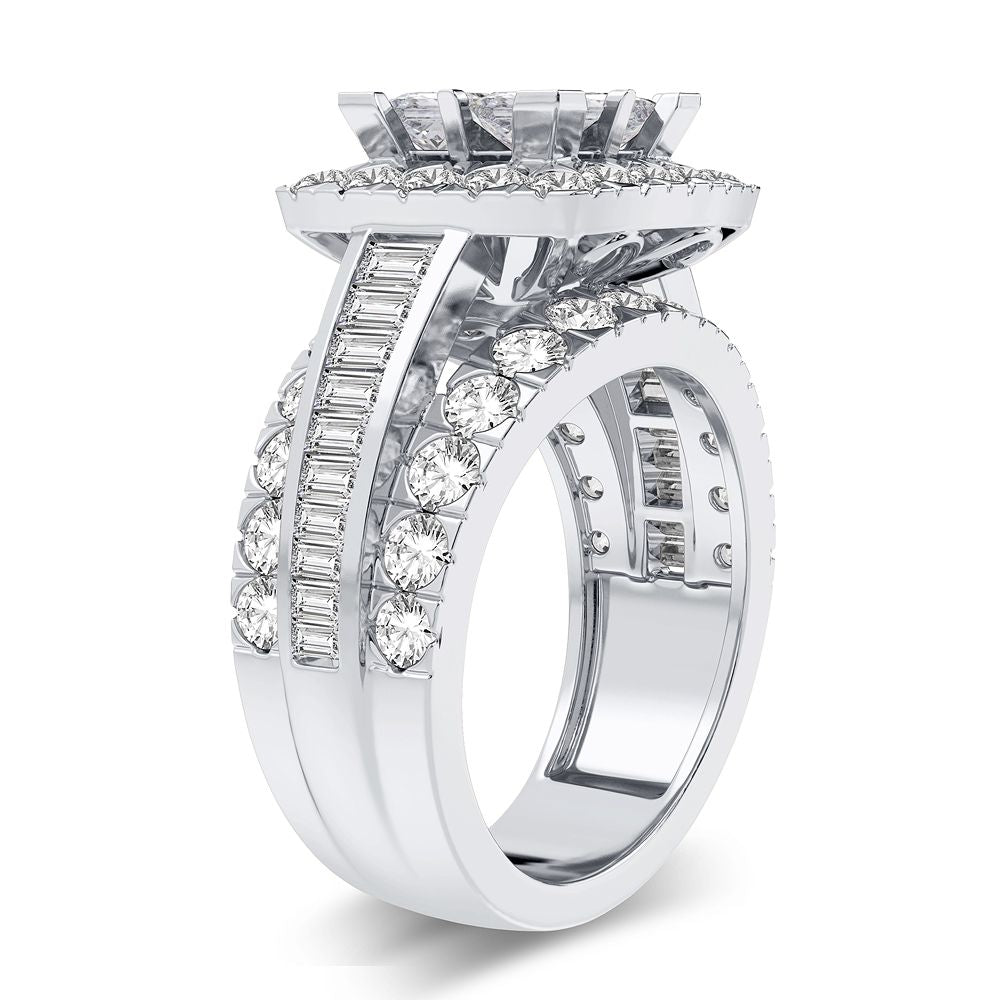 Brilliant 14k White Gold 3CT Lab Diamond Engagement Ring