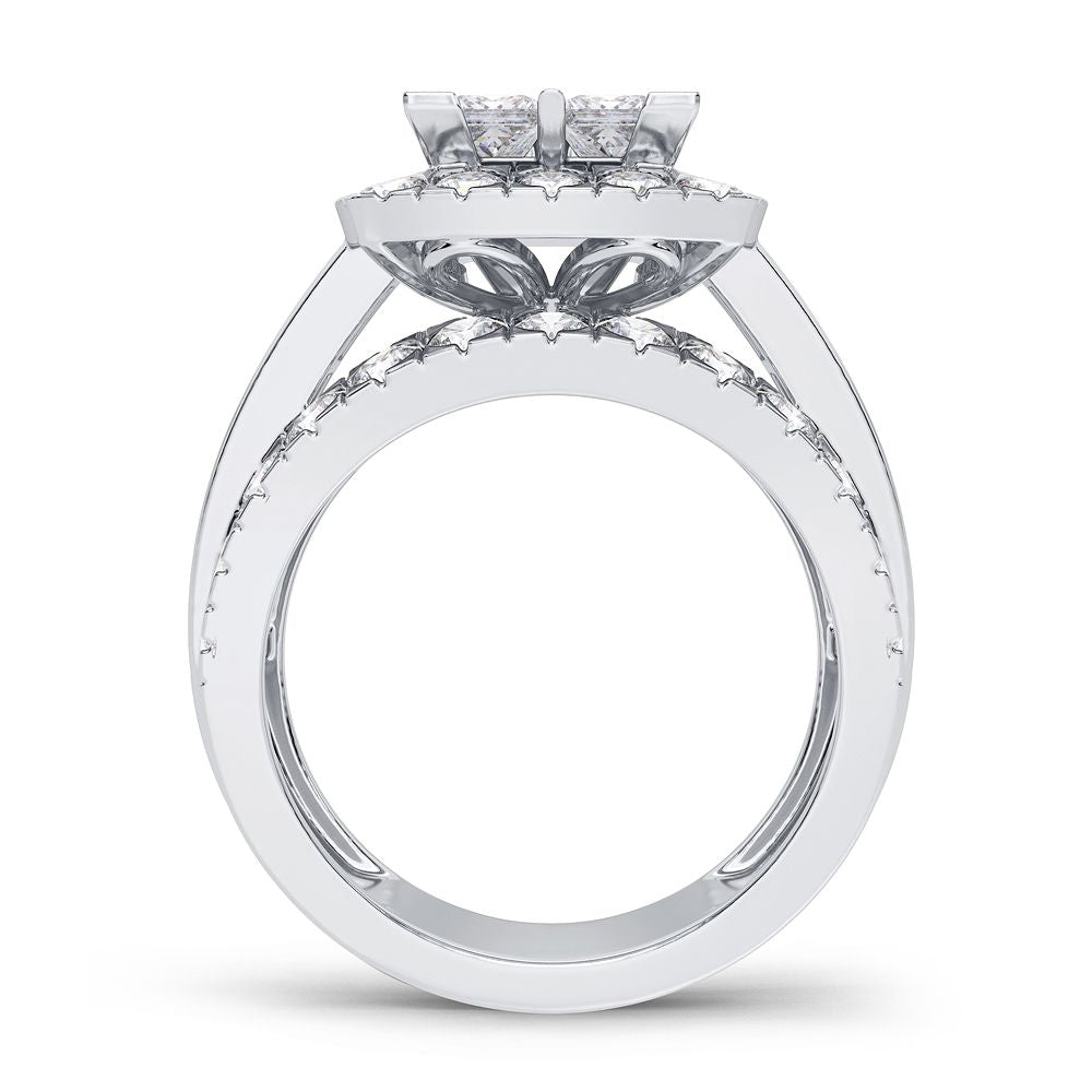Brilliant 14k White Gold 3CT Lab Diamond Engagement Ring