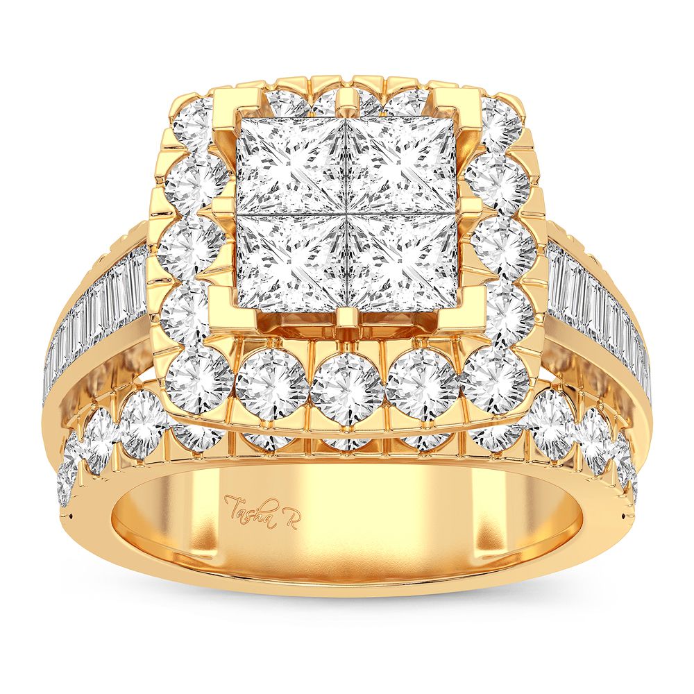 Brilliant 14k Yellow Gold 3CT Lab Diamond Engagement Ring